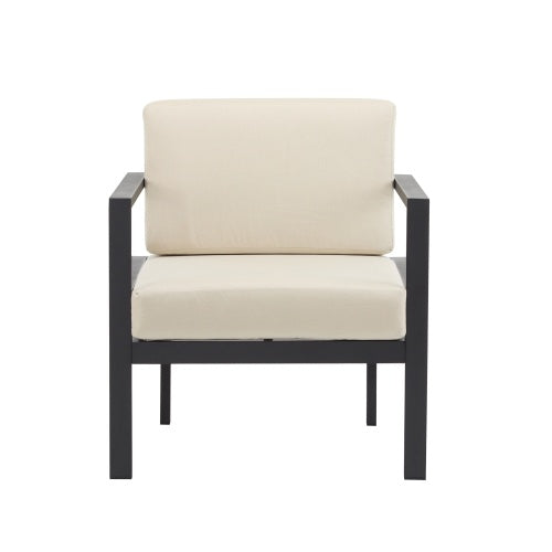 27.7" Modern Outdoor Lounge Chair with Aluminum Frame & Weather-Resistant Cushions – Sleek Patio Design