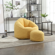 Bedding Bean Bag Sofa Chair – High-Pressure Foam Bean Bag with Padded Cushion & Footrest