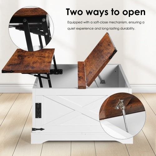 Vintage White Multi-Functional Lifting Coffee Table – Modern 90cm Design for Living & Dining