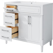 36'' Bathroom Vanity with Top Resin Sink – Freestanding Bathroom Storage Cabinet with 2 Drawers, Tip-Out Drawer, Solid Wood Frame & Height-Adjustable Shelf