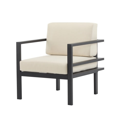 27.7" Modern Outdoor Lounge Chair with Aluminum Frame & Weather-Resistant Cushions – Sleek Patio Design