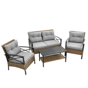 4-Piece Patio Sectional Sofa Set – KD Rattan Wicker Outdoor Garden Furniture