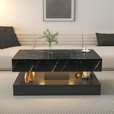 6.93IN High LED Coffee Table – Modern Living Room Center Table with LED Lights