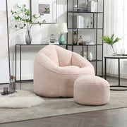 Bedding Bean Bag Sofa Chair – High-Pressure Foam Bean Bag with Padded Cushion & Footrest