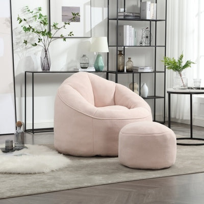 Bedding Bean Bag Sofa Chair – High-Pressure Foam Bean Bag with Padded Cushion & Footrest