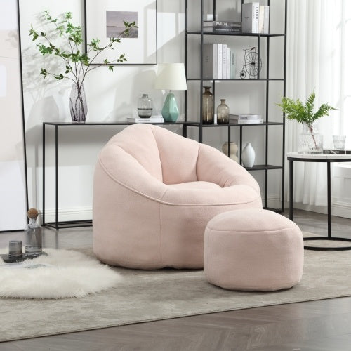 Bedding Bean Bag Sofa Chair – High-Pressure Foam Bean Bag with Padded Cushion & Footrest