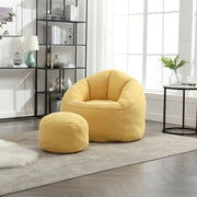 Bedding Bean Bag Sofa Chair – High-Pressure Foam Bean Bag with Padded Cushion & Footrest