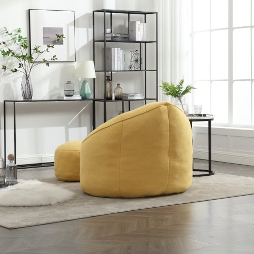 Bedding Bean Bag Sofa Chair – High-Pressure Foam Bean Bag with Padded Cushion & Footrest