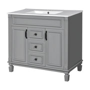 36'' Modern Bathroom Vanity with Top Sink – Freestanding Storage Cabinet with 2 Soft-Closing Doors, 2 Drawers & Single Sink Design for Stylish Bathrooms