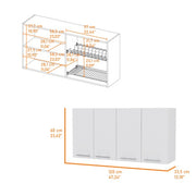Stockton White 4-Door Wall Cabinet – Sleek Rectangle Storage for Any Room