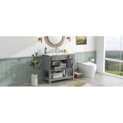 36'' Bathroom Vanity with Top Sink – Modern Cabinet with 2 Soft-Closing Doors & 6 Drawers