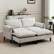 Convertible U-Shaped Combination Sofa with Footstools & Storage – Gray 2-Seater Sofa for Living Room, Bedroom, Office & Small Spaces