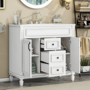 36'' Bathroom Vanity with Top Sink – Modern Storage Cabinet with 2 Soft-Closing Doors & 2 Drawers