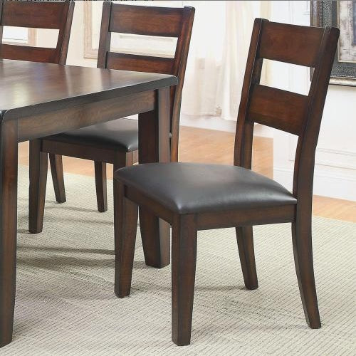 Dark Cherry Solid Wood Dining Chairs – Set of 2, Transitional Style with Padded Leatherette Seats