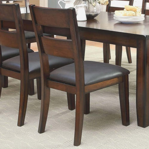 Dark Cherry Solid Wood Dining Chairs – Set of 2, Transitional Style with Padded Leatherette Seats
