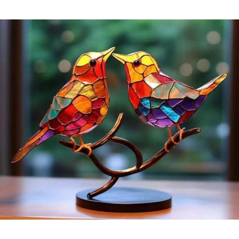 Stained Bird Ornaments