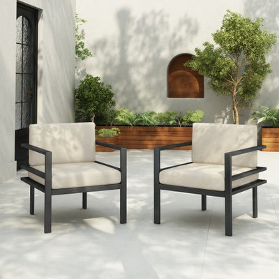 27.7" Modern Outdoor Lounge Chair with Aluminum Frame & Weather-Resistant Cushions – Sleek Patio Design