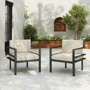 27.7" Modern Outdoor Lounge Chair with Aluminum Frame & Weather-Resistant Cushions – Sleek Patio Design