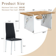 Natural Wood Grain MDF Dining Table with 6 Light Gray Modern Chairs – Minimalist Home Essential