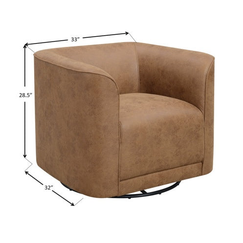 Wallace Bay Brella Brown Swivel Accent Chair – Modern Living Room Chair with Comfort & Style