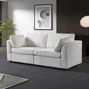 Modular White Chenille Sofa – Soft Seat & Back, Simple & Grand Design, Knock-Down Easy Assembly