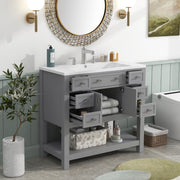 36'' Bathroom Vanity with Top Sink – Modern Cabinet with 2 Soft-Closing Doors & 6 Drawers