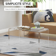 32" Clear Acrylic Coffee Table – 0.5" Thick C-Shape Waterfall Design, Multipurpose Lucite End Table for Living Room
