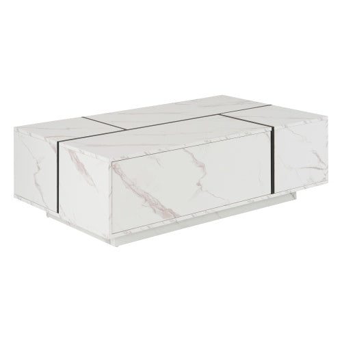 Rectangular Sliding Top Coffee Table with 2 Drawers & Hidden Storage – 47.2" Living Room Design