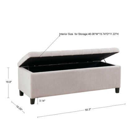 Tufted Top Storage Bench – Soft Close Design, Elegant Upholstered Seat with Hidden Storage for Bedroom, Entryway & Living Room