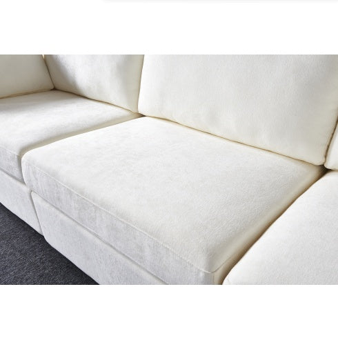 Modular Grey Chenille Sofa – Soft Seat & Back, Simple & Grand Design, Knock-Down Easy Assembly