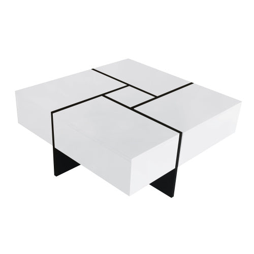 Unique Design Coffee Table with 4 Hidden Storage Compartments – Stylish & Functional