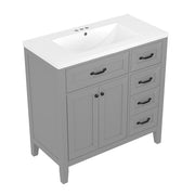 36'' Bathroom Vanity with Sink Combo – Gray Cabinet with Drawers, Solid Frame & MDF Board