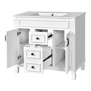 36'' Bathroom Vanity with Top Sink – Modern Storage Cabinet with 2 Soft-Closing Doors & 2 Drawers