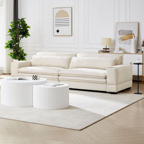 Medieval Modern Fabric Sofa – Beige Sofa for Living Room, Bedroom, Apartment & Home Office
