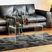 32" Clear Acrylic Coffee Table – 0.5" Thick C-Shape Waterfall Design, Multipurpose Lucite End Table for Living Room