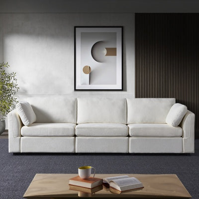 Modular Grey Chenille Sofa – Soft Seat & Back, Simple & Grand Design, Knock-Down Easy Assembly