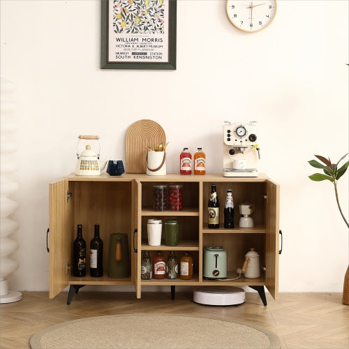 Natural Rattan Mesh 3-Door Cabinet – Spacious Kitchen & Home Storage Solution