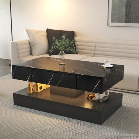 6.93IN High LED Coffee Table – Modern Living Room Center Table with LED Lights