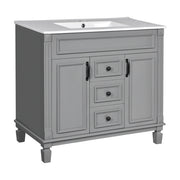36'' Modern Bathroom Vanity with Top Sink – Freestanding Storage Cabinet with 2 Soft-Closing Doors, 2 Drawers & Single Sink Design for Stylish Bathrooms
