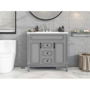 36'' Modern Bathroom Vanity with Top Sink – Freestanding Storage Cabinet with 2 Soft-Closing Doors, 2 Drawers & Single Sink Design for Stylish Bathrooms