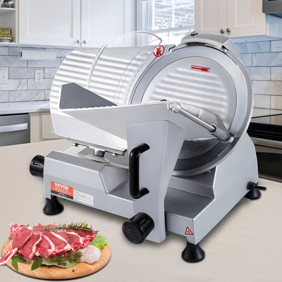 VEVOR 320W Commercial Meat Slicer – 12" Carbon Steel Blade, 350-400RPM Electric Deli Slicer with Adjustable Thickness 0-0.6" for Meat, Cheese, Veggies & Ham