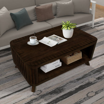 Rectangular Wooden Coffee Table – Simple & Durable Living Room Design