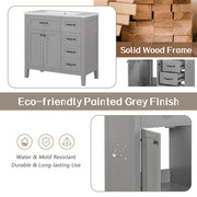 36'' Bathroom Vanity with Sink Combo – Gray Cabinet with Drawers, Solid Frame & MDF Board