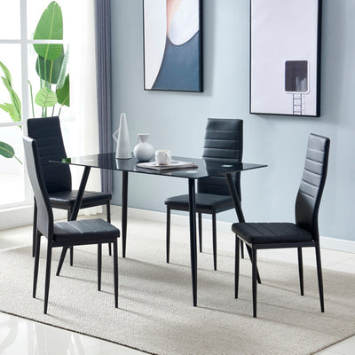 4pcs High Backrest PU Leather Dining Chairs – Modern & Comfortable Seating