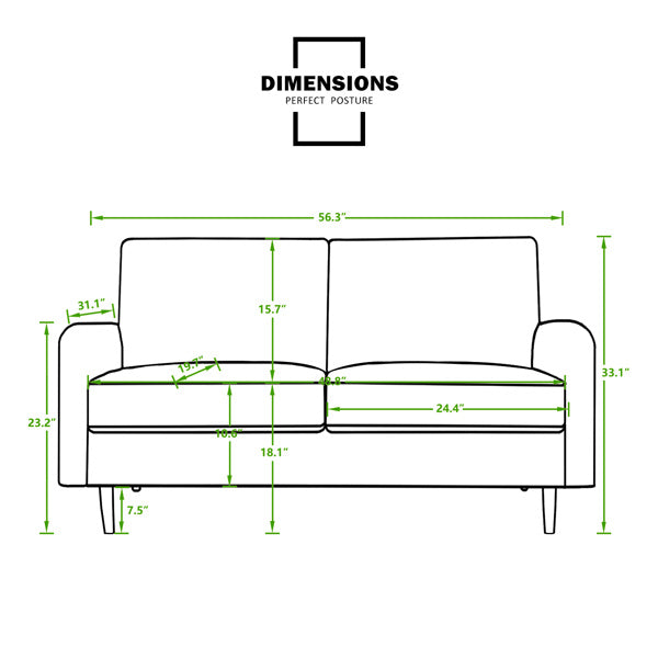 56.3-Inch Velvet Round Arm Apartment Double Sofa – Stylish & Comfortable Seating