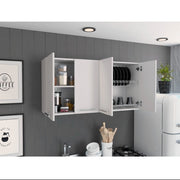 Stockton White 4-Door Wall Cabinet – Sleek Rectangle Storage for Any Room