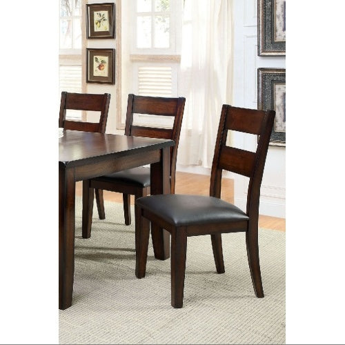 Dark Cherry Solid Wood Dining Chairs – Set of 2, Transitional Style with Padded Leatherette Seats