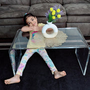 32" Clear Acrylic Coffee Table – 0.5" Thick C-Shape Waterfall Design, Multipurpose Lucite End Table for Living Room