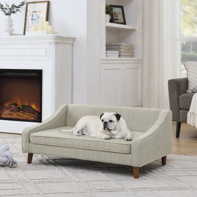 Durable Elevated Dog Sofa Bed with Modern Irregular Armrest – Soft & Comfortable Pet Sofa