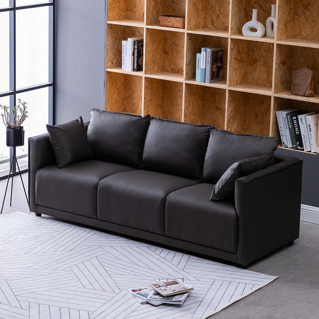 Household Fashion Simple Solid Colour PU Sofa – Modern & Easy-Clean Design